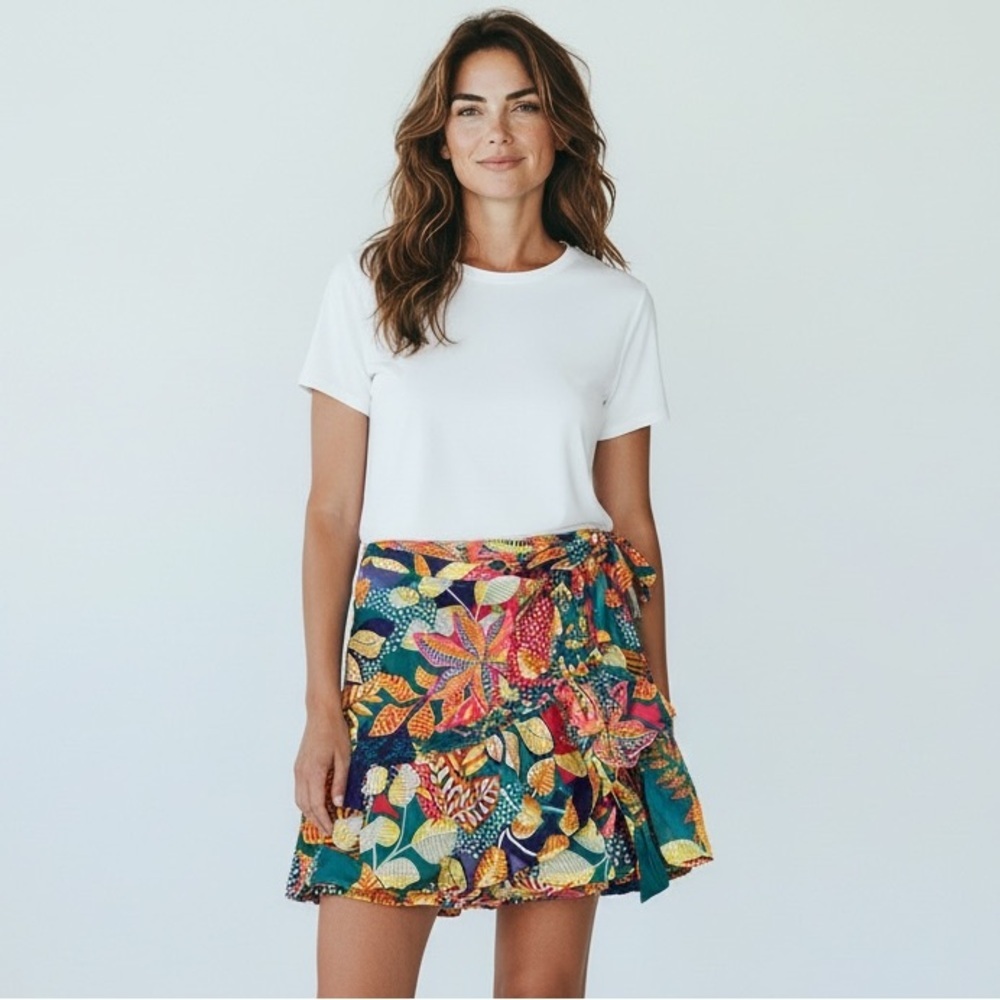 Cynthia Rowley Multicolor Floral Wrap Mini Skirt